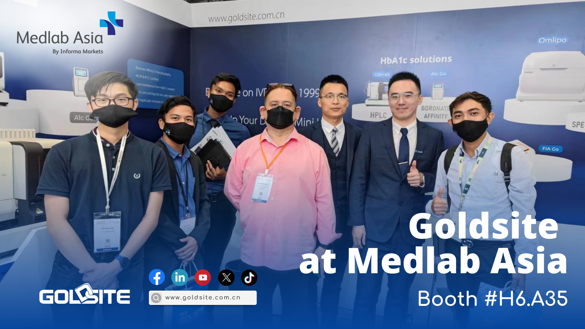 Goldsites, das ��ber ein bemerkenswertes Schaufenster bei Medlab Asia 2023 reflektiert wird